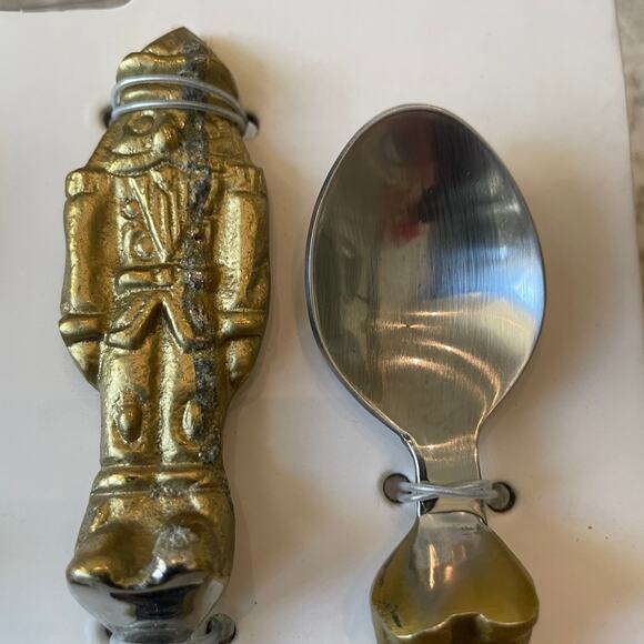 Holiday Gold Nutcracker Spoon Set of 4 Small 5in Stainless Steel Christmas New - Picture 2 of 9